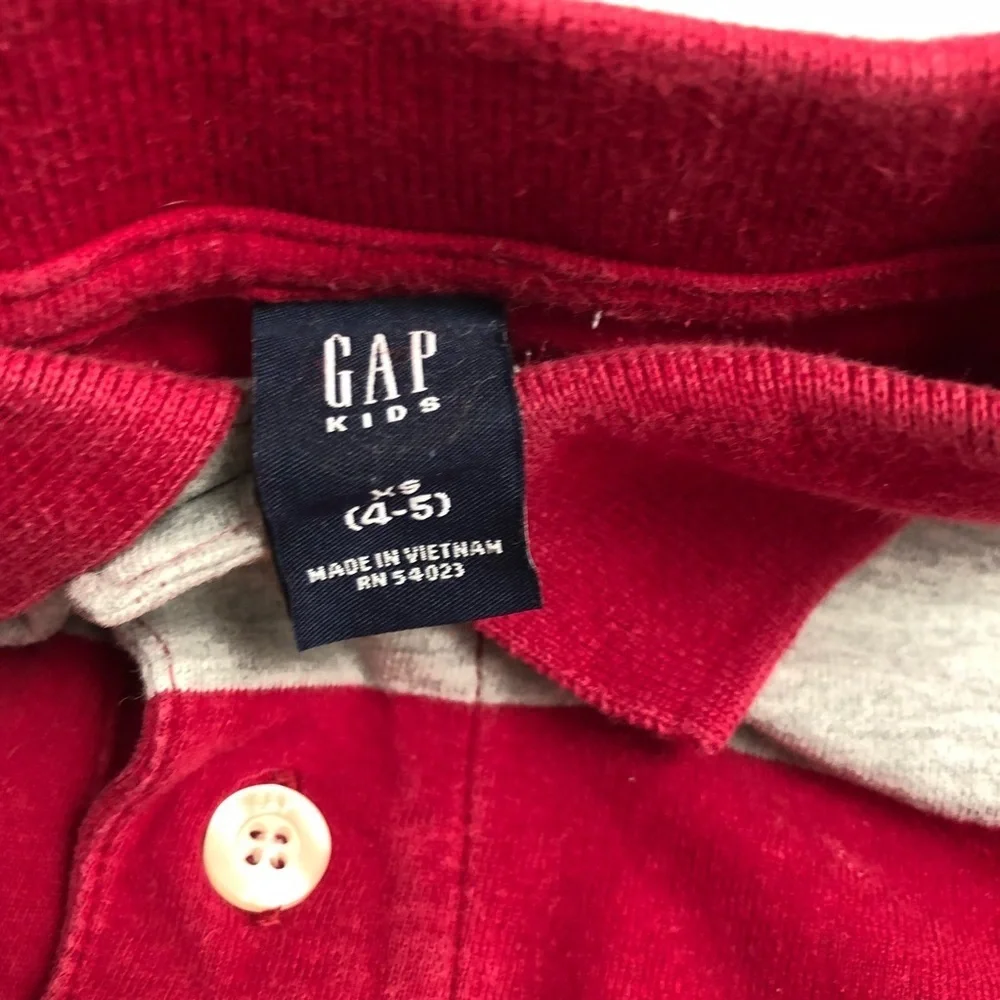 Gap red and gray stripe long sleeve layered look polo t-shirt